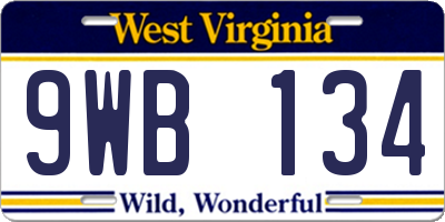 WV license plate 9WB134
