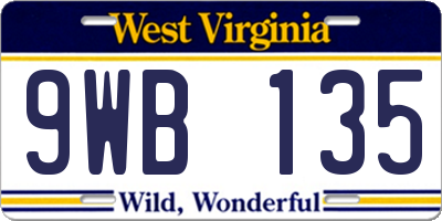 WV license plate 9WB135