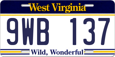 WV license plate 9WB137