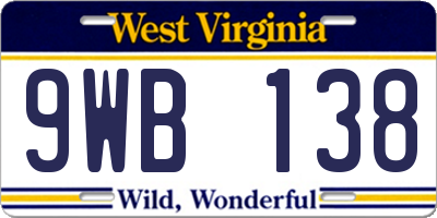 WV license plate 9WB138