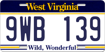 WV license plate 9WB139