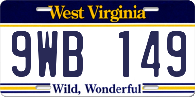 WV license plate 9WB149