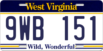 WV license plate 9WB151