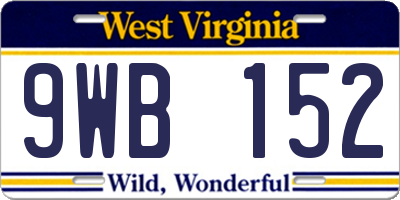 WV license plate 9WB152