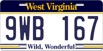 WV license plate 9WB167