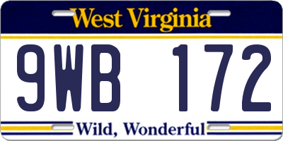 WV license plate 9WB172