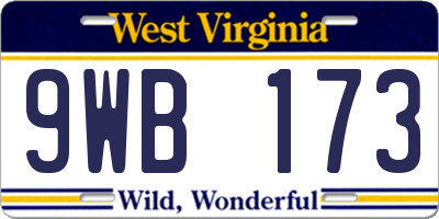 WV license plate 9WB173