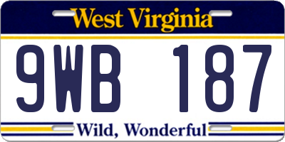 WV license plate 9WB187
