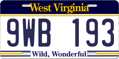 WV license plate 9WB193