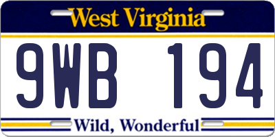 WV license plate 9WB194