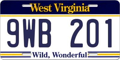 WV license plate 9WB201