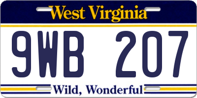 WV license plate 9WB207