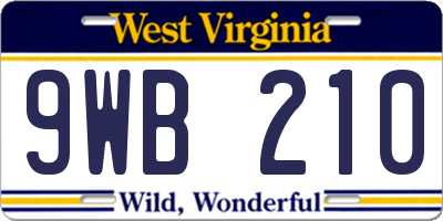 WV license plate 9WB210