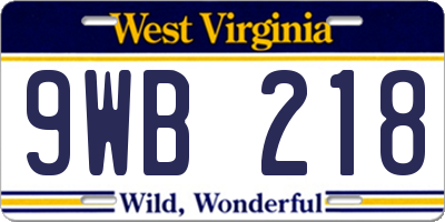 WV license plate 9WB218
