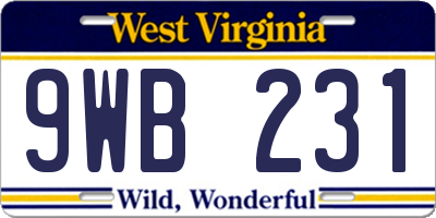 WV license plate 9WB231