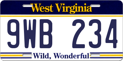 WV license plate 9WB234