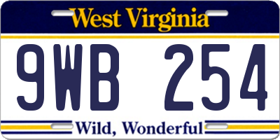 WV license plate 9WB254