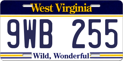 WV license plate 9WB255