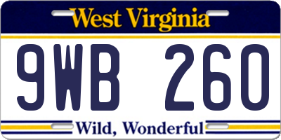 WV license plate 9WB260