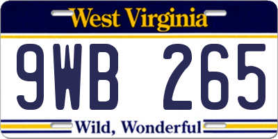 WV license plate 9WB265