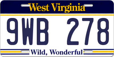 WV license plate 9WB278