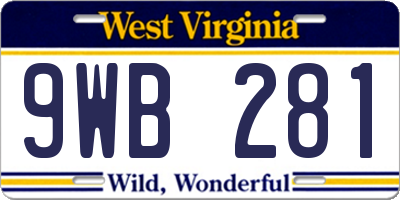 WV license plate 9WB281