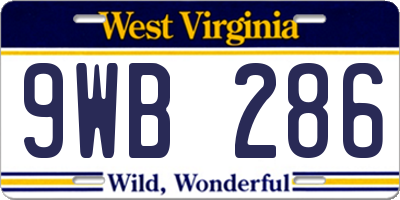 WV license plate 9WB286