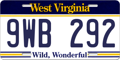 WV license plate 9WB292