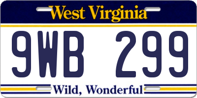 WV license plate 9WB299