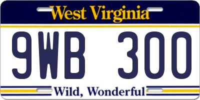 WV license plate 9WB300