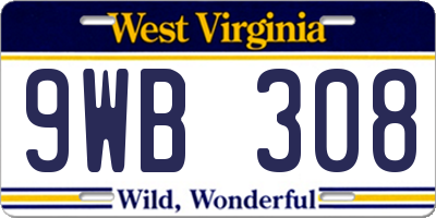 WV license plate 9WB308
