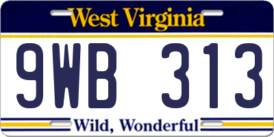 WV license plate 9WB313