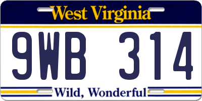 WV license plate 9WB314