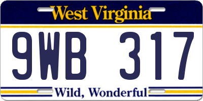 WV license plate 9WB317