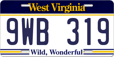 WV license plate 9WB319