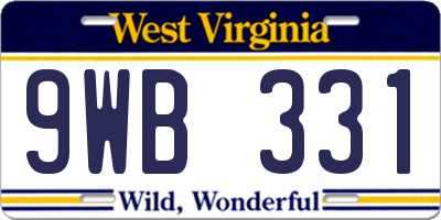 WV license plate 9WB331