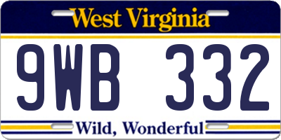 WV license plate 9WB332