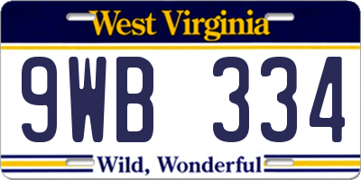 WV license plate 9WB334