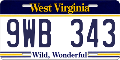 WV license plate 9WB343