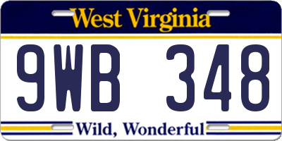 WV license plate 9WB348