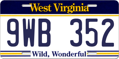 WV license plate 9WB352