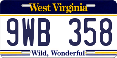 WV license plate 9WB358