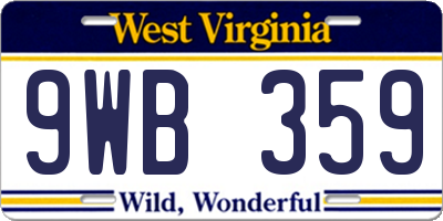 WV license plate 9WB359