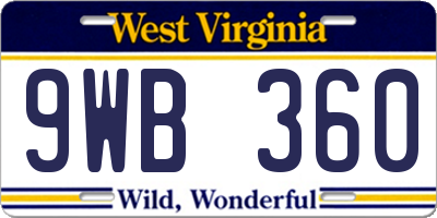WV license plate 9WB360
