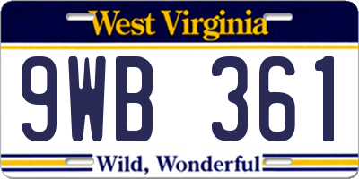 WV license plate 9WB361