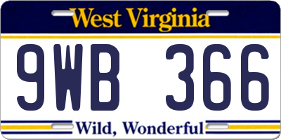 WV license plate 9WB366