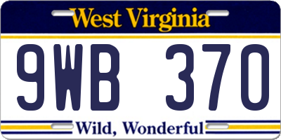 WV license plate 9WB370