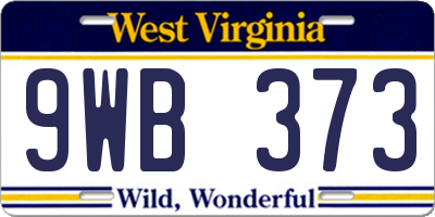 WV license plate 9WB373
