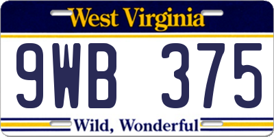 WV license plate 9WB375