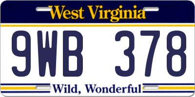 WV license plate 9WB378